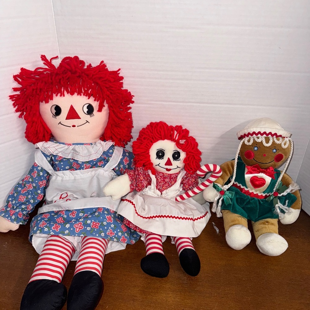 Raggedy Ann and Andy Doll Set - Red and Blue